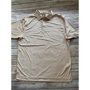 FootJoy FJ Golf Polo Shirt Men's Size L Short Sleeve PEACH STRIPES National